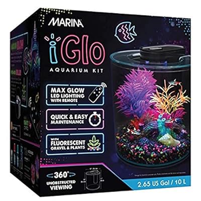 Marina iGlo 10L Aquarium Fish Tank Kit with Remote Controlled LED Lighting and 360 Viewing
