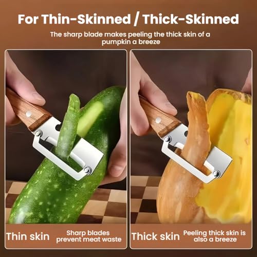 Zero Snag Wooden Peeler, Multifunctional Vegetable Peeler, Zero Snag Wooden Kitchen Tool, Kitchen Peeler with Non-Slip Handle, Bottle Opener, for Fruits, Sugar Cane, Pumpkin (2) - Image 4