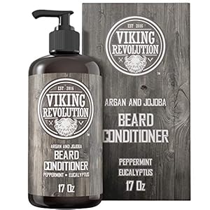 Beard Conditioner w/Argan & Jojoba Oils – Softens & Strengthens – Natural Peppermint and Eucalyptus Scent- Beard Conditioner w/Beard Oil (17oz Conditioner)