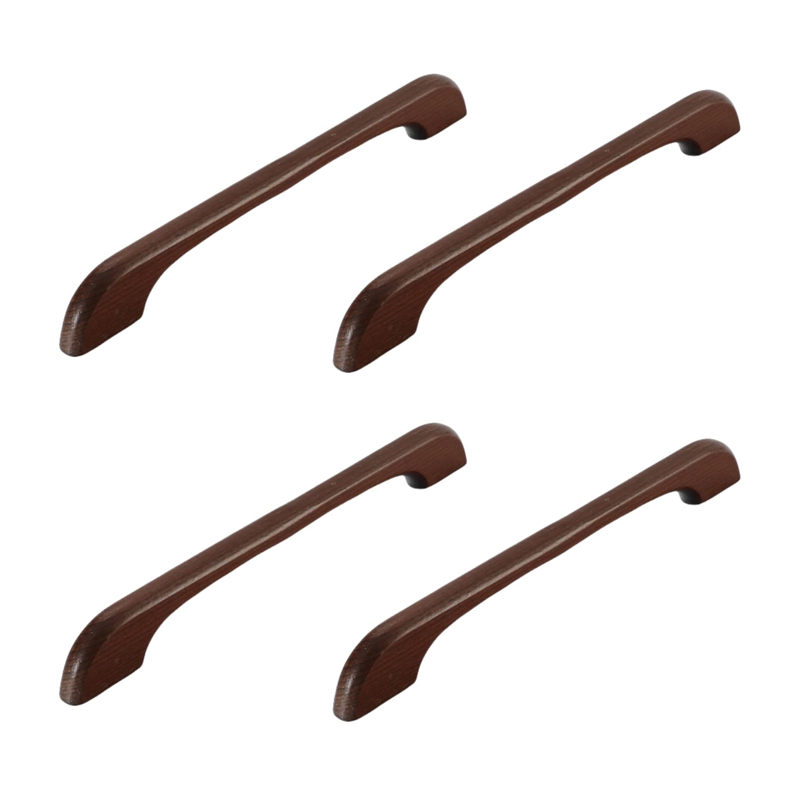 DUDSME Kids Room Wooden Handles 4Pcs Flat Bridge Log Door Handle Wardrobe Cabinet Drawer Beech Solid Wood Chinese Style Wardrobe Furniture Handle 192Mm Log Color(Dark Walnut,192mm)