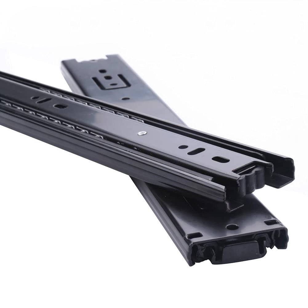 16-inch Length Full Extension Drawer Slides Telescopic Ball Bearing Slide Rail Black 2pcs