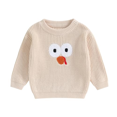Baby Thanksgiving Outfit Toddler Boy Girl Cute Turkey Embroidery Sweater Newborn Infant Fall Winter Clothes