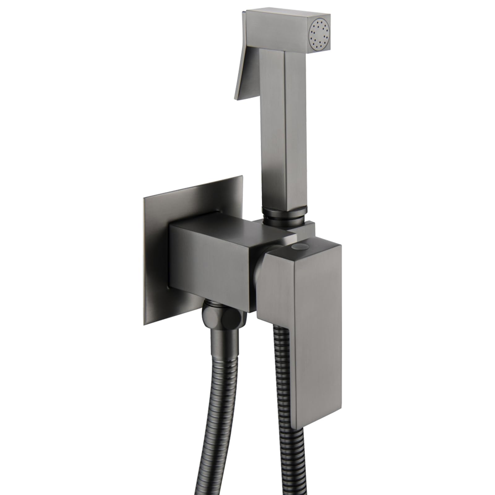 Pulverizador de bidé de mano para inodoro, juego de accesorios de bidé de latón con presión de agua ajustable, agua caliente y fría, montaje en pared, spray de chorro y manguera, color gris pistola