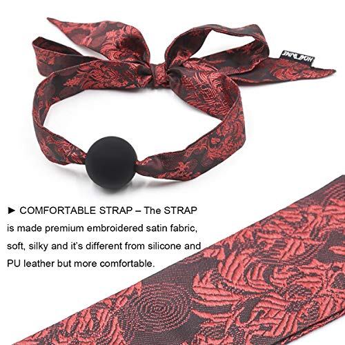 Image of Silicone Open Mouth Ball Gag with Jacquard Ribbon for Men Women