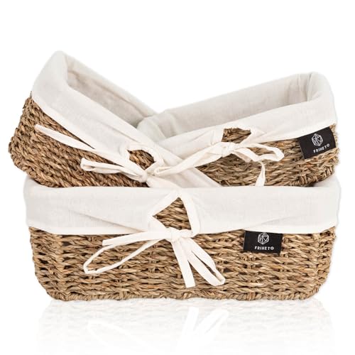 FRIHET eckiger Brotkorb aus Seegras | Rustikale Brotkörbchen mit...