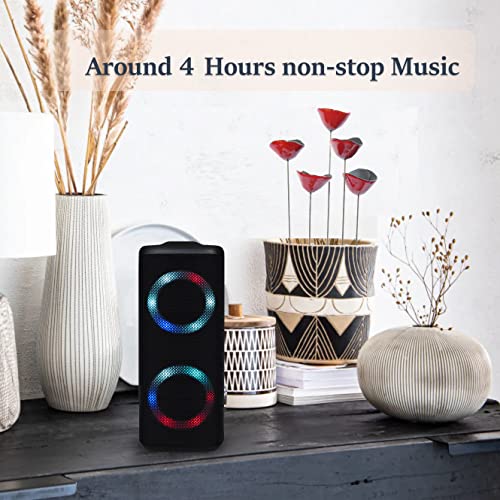 Bluetooth luidspreker 5.0 Dual LED Wireless met RGB LED Lights draagbare luidspreker voor smartphones, tablets / Art Tech Lab, zwart - Afbeelding 5