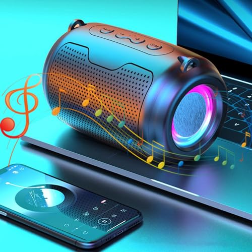 Wireless Bluetooth Speaker with 9D Surround Sound, Portable Wireless, Smart Stereo Pairing, Compact Handheld Bluetooth Sound with LED Light
