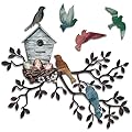 Tatuo Birds Wall Decor Metal Birdhouse Wall Art for Wall Outdoor Decor Hanging Metal Tree Leaf Wall Decor Bird and Leaf Wall Art Hanging Decor for Indoor Outdoor Garden Yard Patio Fence Park Home