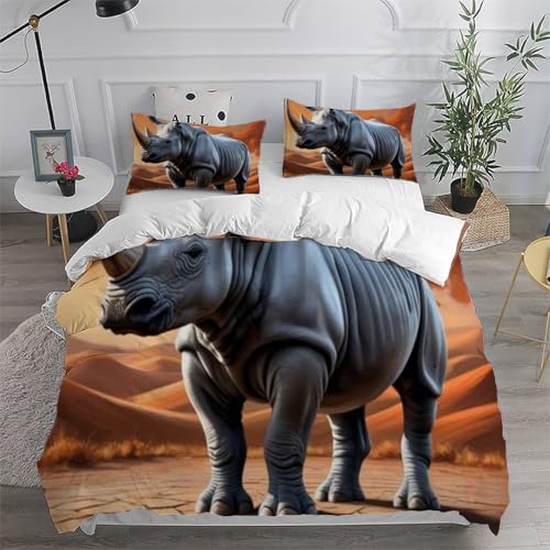 Housse de couette microfibre imprimé 3D animaux de la savane grand lit - 6