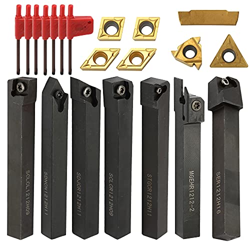 Weytoll Tornio Carburo Utensile per Tornitura, Inserto di Carburo, 21 pezzi, con chiavi per utensili per torn