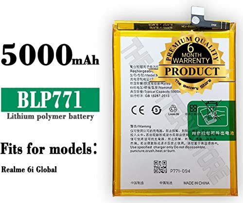Image of THE BATTERY STORE Orignal Battery BLP771 for Oppo Realme Narzo 10 | Realme 6i Battery with 6 month warranty and high capacity battery backup. Carefully check your phone model and purchase.(FORBLP771)