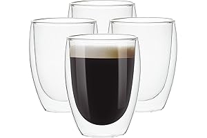 Vasos Con Doble Capa (4-Pack) - Tazas De Cristal de Café Expreso de 12 Oz