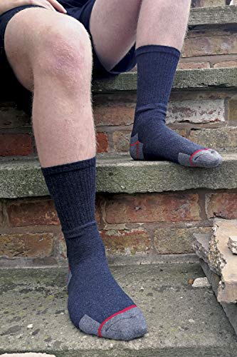 Mens Ultimate Cushioned Cotton Crew Work Socks for Steel Toe Boots 12-15 US4