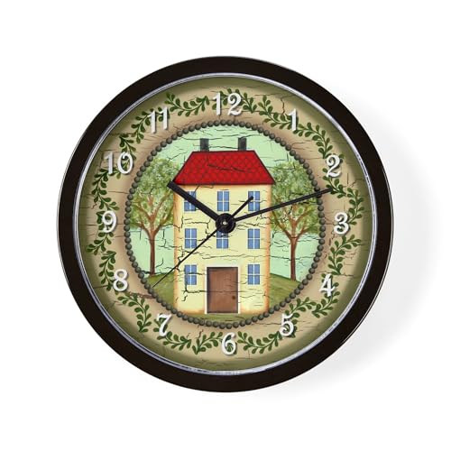 CafePress-Primitive-Folk-Art-Country-Home-10-Wall-Clock-for-Livingroom-Kitchen-or-Office CafePress Primitive Folk Art Country Home 10 Wall Clock for Livingroom Kitchen or Office