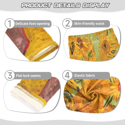 ALAZA Sunflower Print Girls' Leggings Ankle Length Toddler Kids Basic Full Length Tights Yoga Pants3