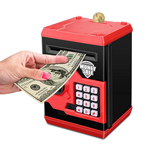 Money Safe Electronic Piggy Bank, ATM Cash Coins, Saving Box Mini Bank Password Box Automatic Deposit Banknote Christmas New Year Kids Chridren Gift for Kids¡­