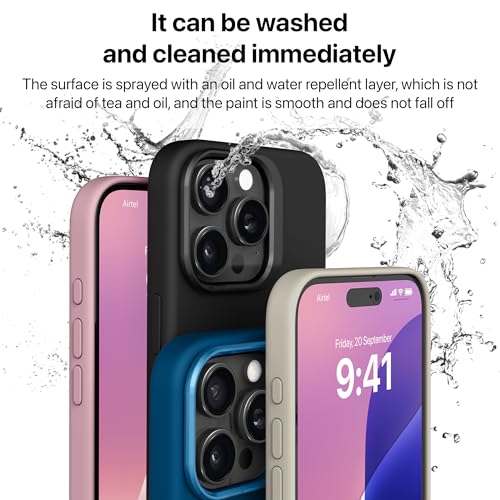 Image of eller sante Silicon Back Cover Case for iPhone 16 Pro Scratch Resistant TPU Shockproof 6ft Feet Drop Protection Support Mag-Safe Wireless Charging- Blue
