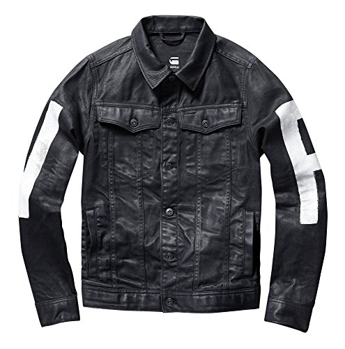 G-Star Raw Men's 3301 3D Denim Jacket with Painted Raw, Dye Dark Aged, X-Large