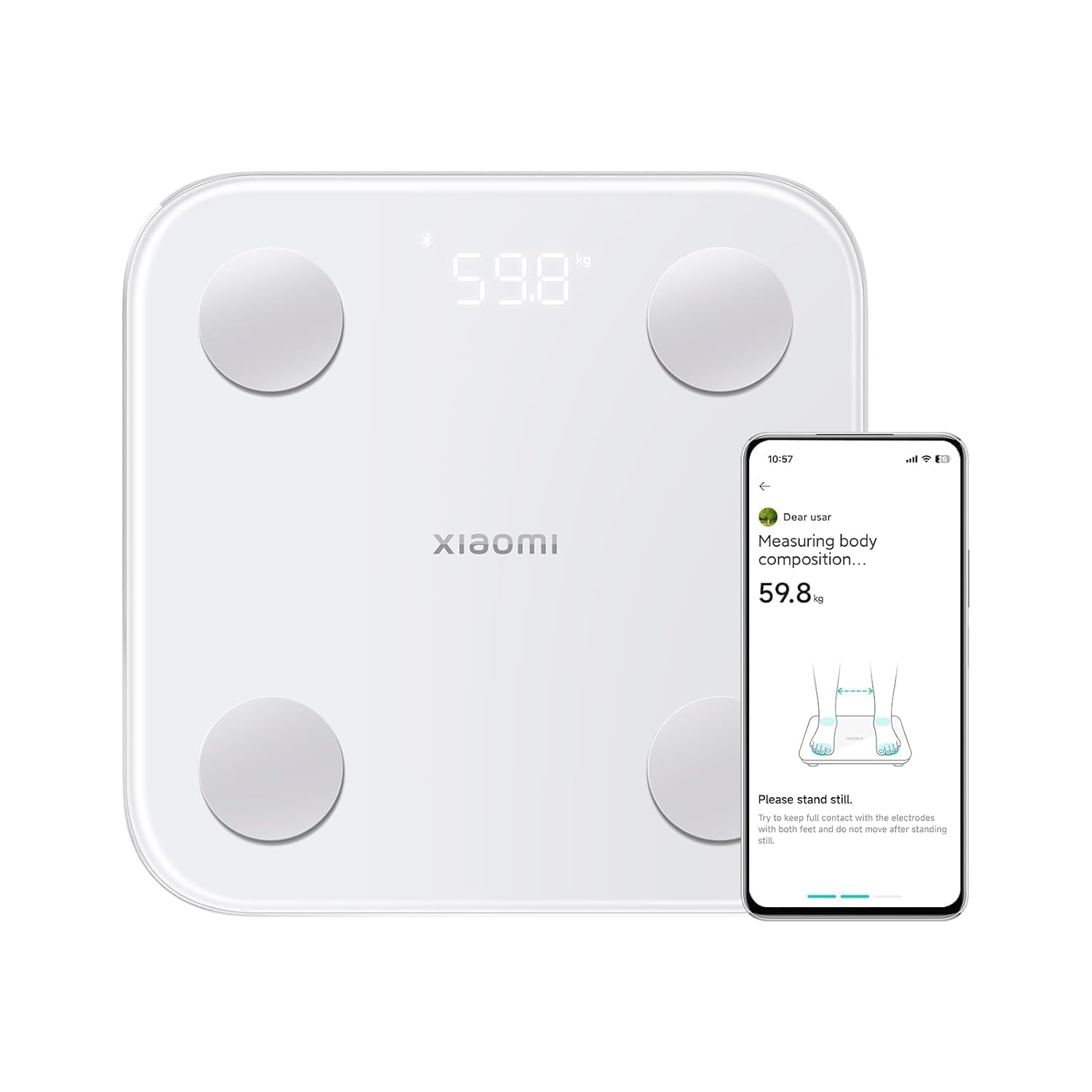 Xiaomi Mi Body Composition Scale S400 - Báscula de baño con medición de doble frecuencia, 25 indicadores de salud, hasta 150 kg y 100 gr de precisión