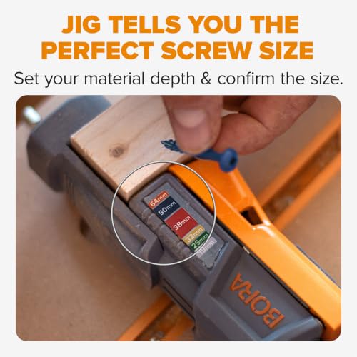 Image of Bora Pro Compact Pocket Hole Jig, Auto-Adjusting Complete Pocket Hole Joinery System Including Square Driver Bits, Color-Coded System, Durable Metal Body, Non Slip Pads for Stability, BR-A170325-EM