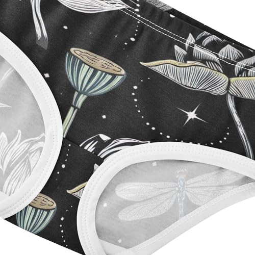 Girls Underwear Toddler 2t Cotton Girl Panties Cute Print Briefs Kids Undies White Lotus Floral Dragonflies4