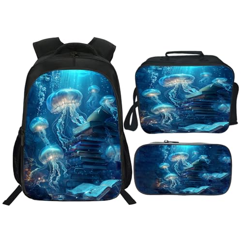 Fuzawet Ocean Jellyfish Backpack 3PCS 16