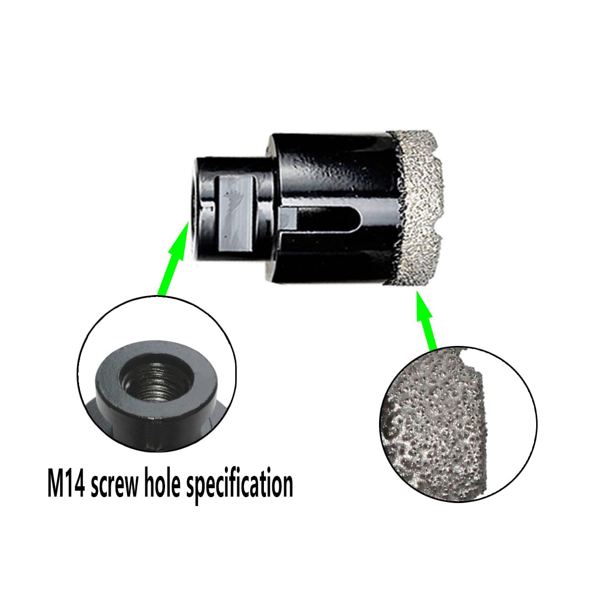 8-teiliges Diamant-Kernbohrerset und Lochsägen mit M14-Gewinde für Winkelschleifer, Bohrmaschine und SDS-Plus-Bohrer – Inkl. Aufbewahrungskoffer – Ideal für Fliesen, Marmor, Granit, Keramik und Glas