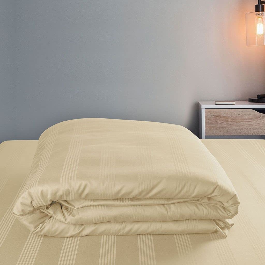 Spread Spain Cotton with Striped Design & 450 Thread Count Single Size Barcode Duvet Cover - Gold (60x90 inch)-image-45