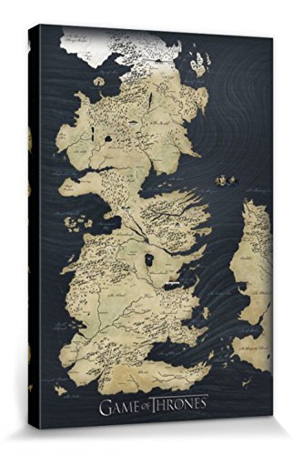 1art1 Juego De Tronos Póster Impresión En Lienzo Mapa De Westeros, Los Siete Reinos Cuadro En...