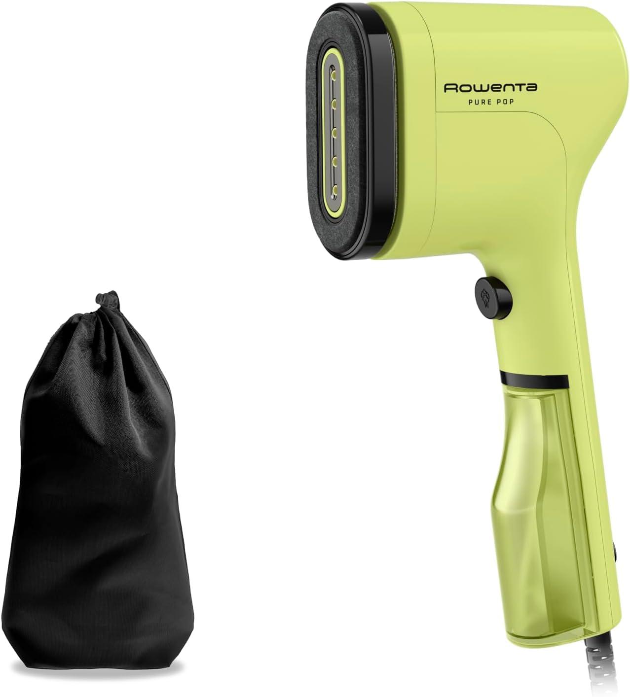 Rowenta Pure Pop - Plancha de vapor vertical de 1300 W con salida de vapor de hasta 20 gr/min que plancha y purifica, elimina pelusas y pelo, cabezales reversibles, diseño para viaje, lima DR2025F0