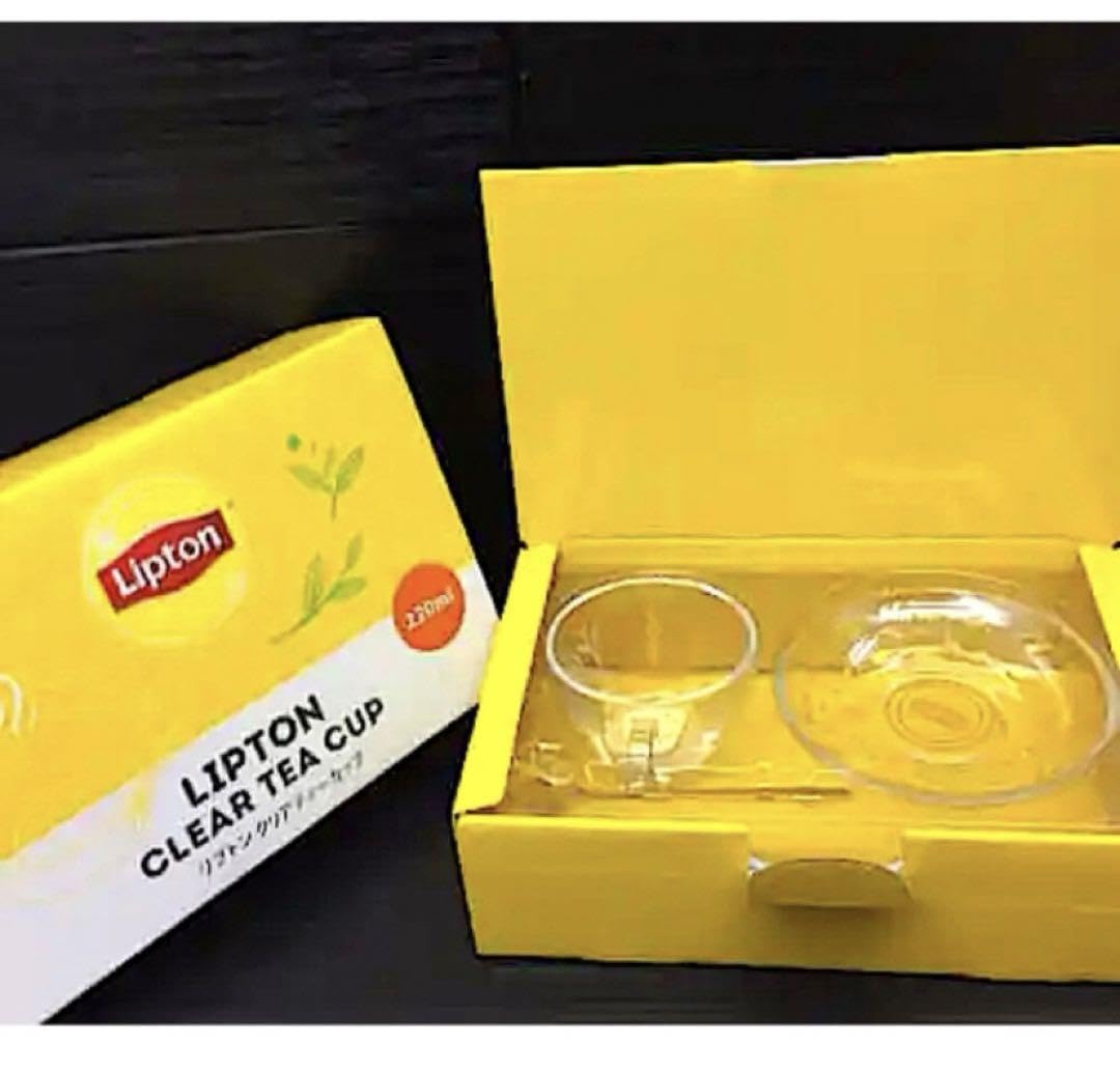 美品　香港　LIPTON プラカップ　２つセット グラスベイク☆リプトンスープマグBOXセット☆DEALERSHIP
