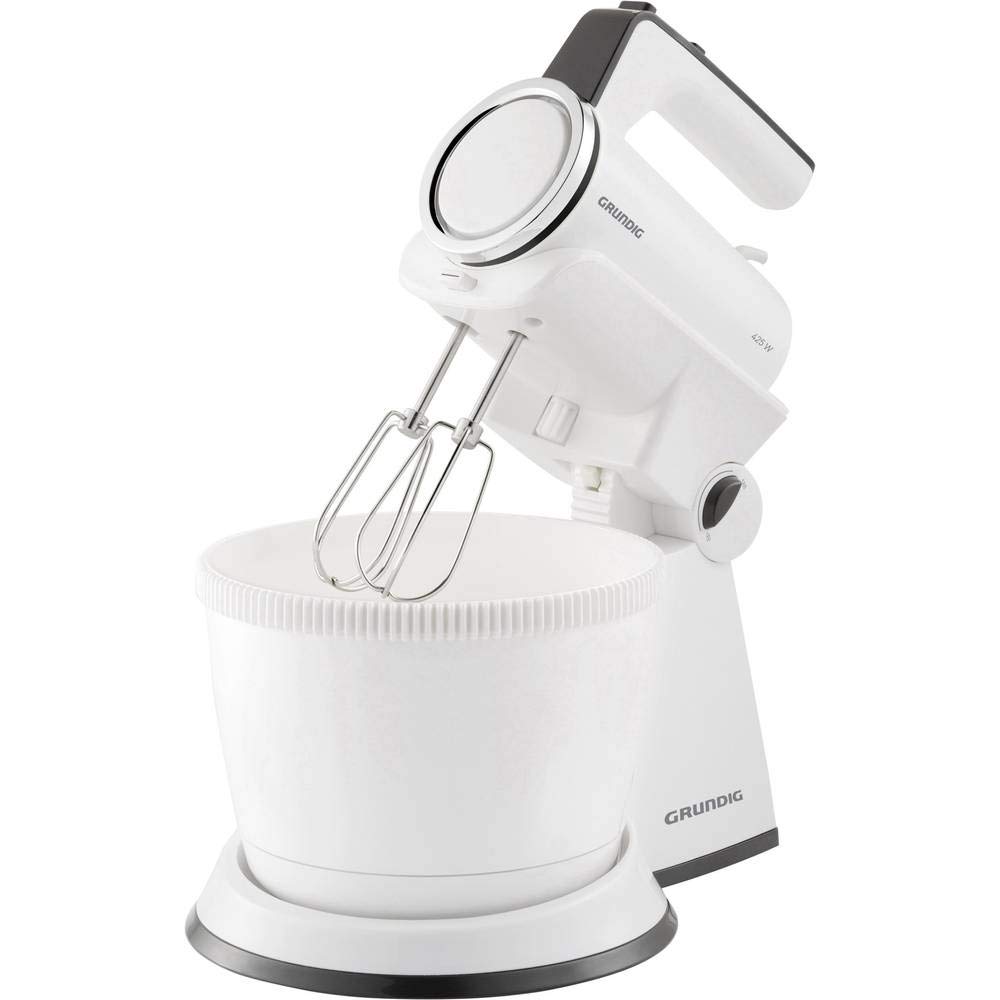 Grundig HM 6860 Handmixer mit 4l Rührschüssel, 4 Stufen, 425 W, Weiß/Schwarz