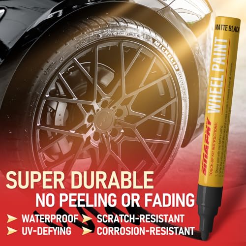 Image of Wheel Scratch Repair Kit, Matte Black Rim Paint Pen for Curb Rash