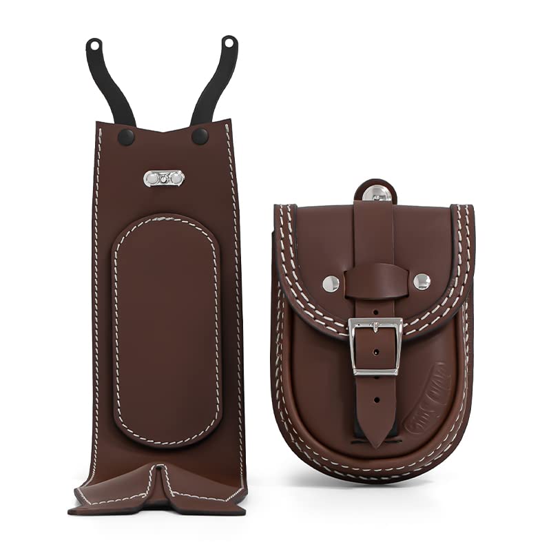 ends cuoio Removable Genuine Leather Tank Backpack with Quick Release for Indian Scout Bobber 2018-2024, Indian Scout 2015-2024, Scout Rogue Made in Italy