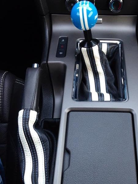 RedlineGoods ebrake Boot Compatible with Ford Mustang 2010-14. Tailor Made - not Universal. Genuine top-Grade Italian Black Leather with Black Thread