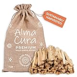 AlmaCura Palo Santo Premium Sticks 1 lb (454 gr) Bulk Smudging Wholesale High Resine Natural Certified from Peru (NOT Ecuador). Ethically Sustainably Harvested. Protection, Spiritual Cleansing