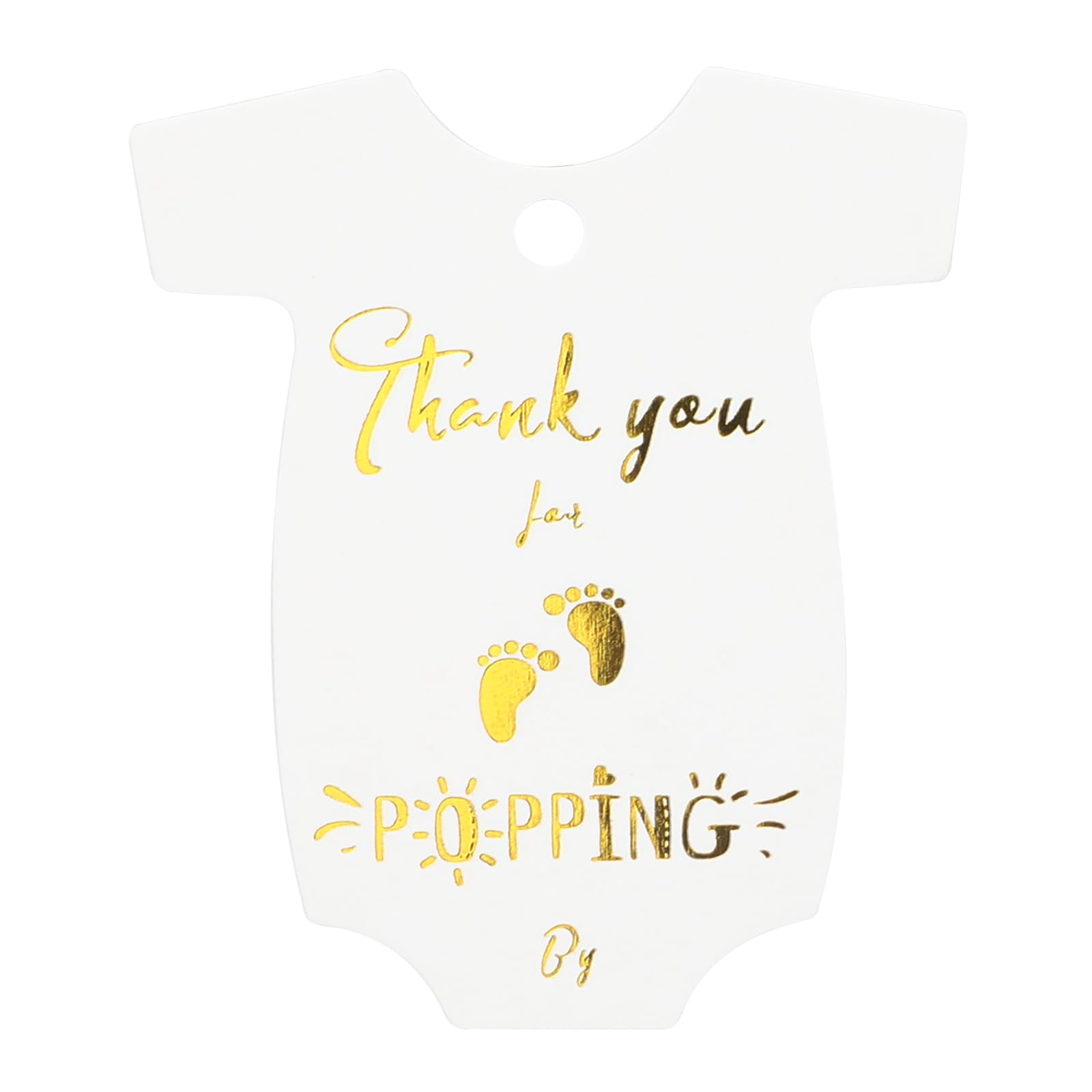 Joycraft 100Pcs Thank You Gift Tags With String - Gold 'Thank You for Popping by' Labels, 2.36x2 Inch Popcorn Favor Paper Tags for Baby Shower, Onesie