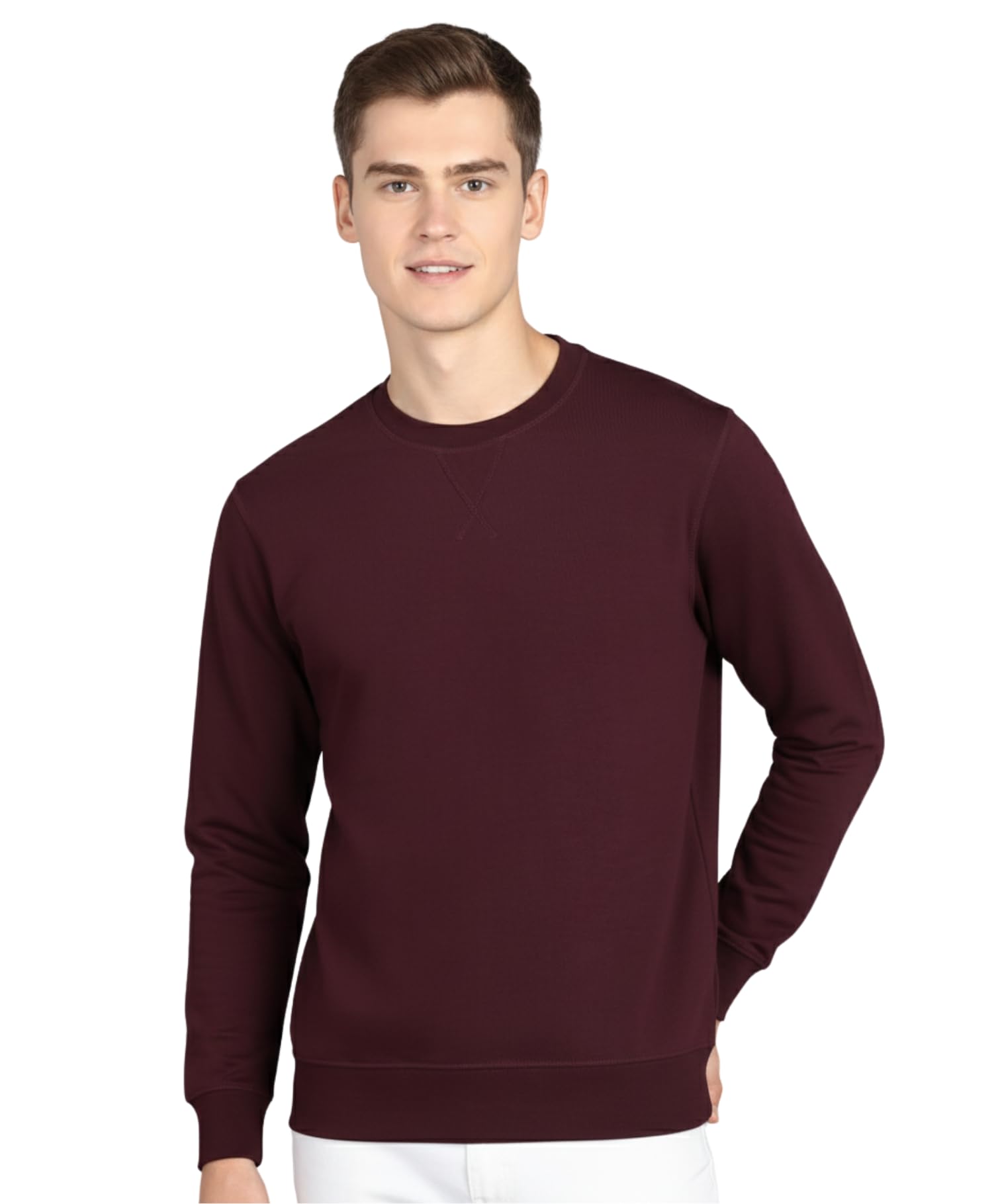 alan jones clothing Men's Crew Neck Solid Pure Cotton Sweatshirt-picture-49