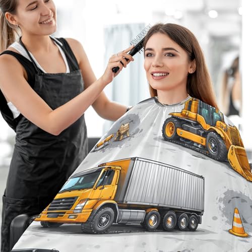 Capa de barbería impermeable para hombres con diseño de vehículos de construcción miniatura 7
