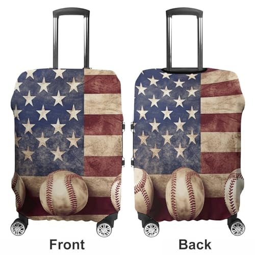 Travel Luggage Cover Elastic Suitcase Protector Anti-Scratch Washable American Flag And Baseball Luggage Sleeve Tsa Approved Carry on Covers Baggage Cover Fits 18-32 Inch Luggages3