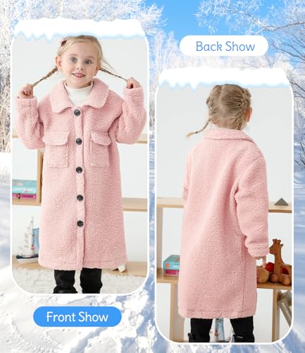 Girls Fleece Jacket 4-7 Years Old Warm Jackets for Girl Lapel Long Coat Thicken Clothes Button Up Outwear2