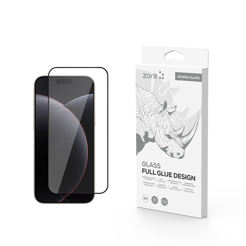 Zore Apple ile uyumlu iPhone 17 Pro Max Zore Rika Premium Temperli Cam Ekran Koruyucu Şeffaf