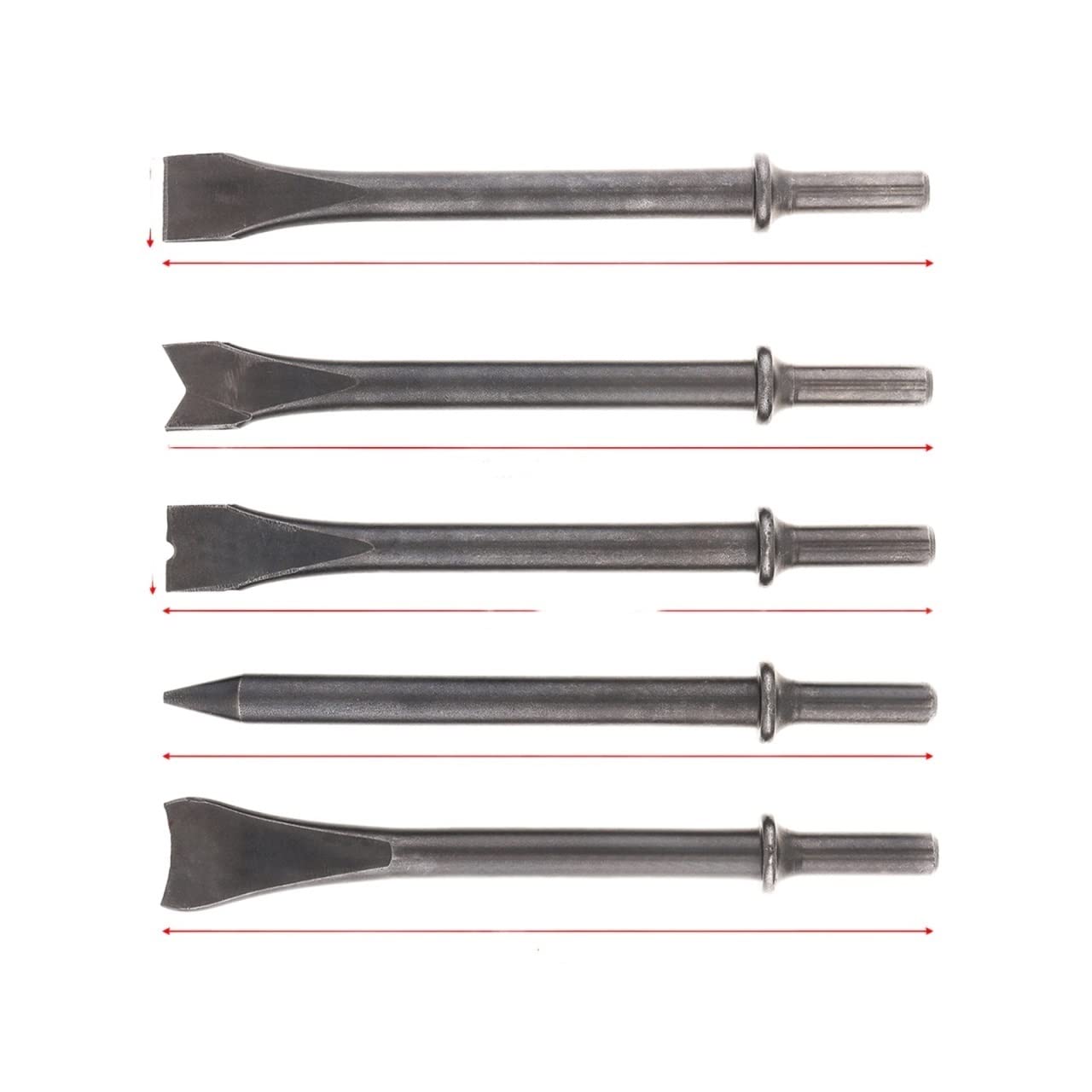 Air Hammer, 9150 120mm Professional Handheld Pistol Gas Shovels Air Hammer Small Rust Remover Cutting Drilling Chipping Pneumatic Tool(5pcs Air Chisel)
