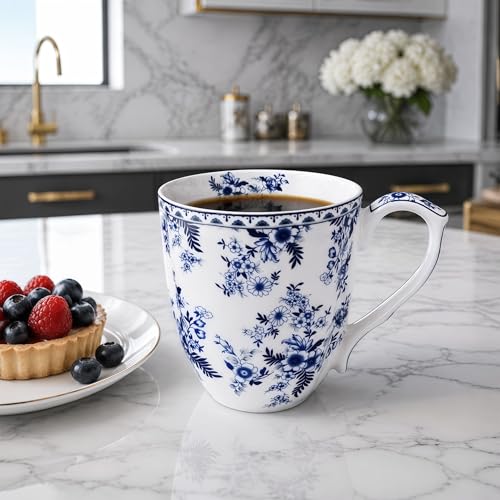 Taza de porcelana Bone China floral 14oz elegante miniatura 4