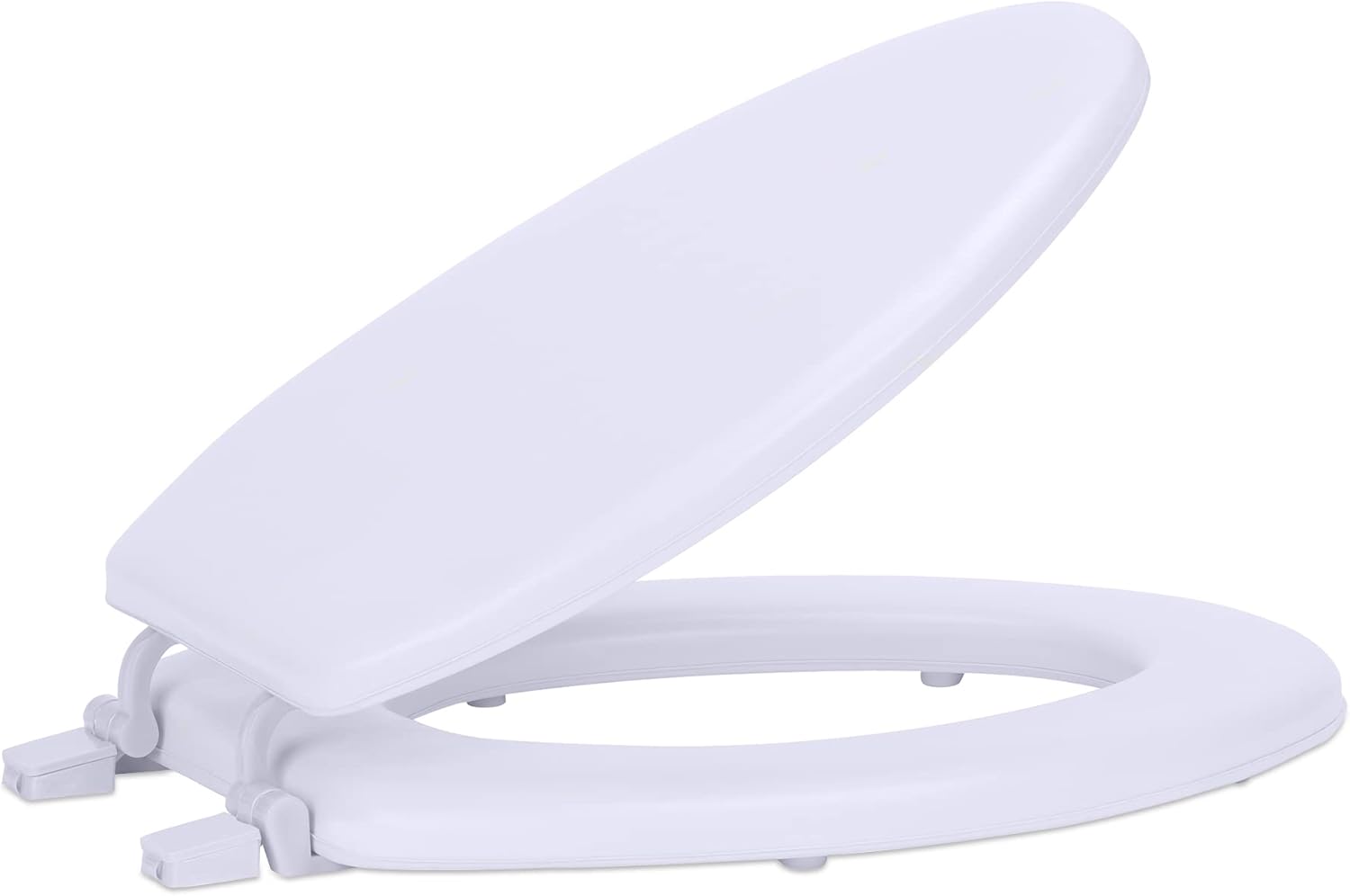 Soft Elongated Vinyl Toilet Seat, White - 19 Inch Soft Vinyl Cover with Comfort Foam Cushioning - Fits All Elongated Size Fixtures - Easy to Install Fantasia by Achim Home Decor