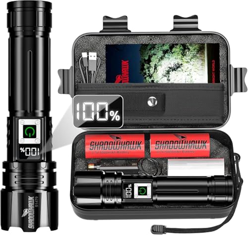 Shadowhawk Lampe Torche Led Ultra Puissante 24H Éclairag | Militaire 500000 Lumens Lampe de Poche Rechargeable(2X...
