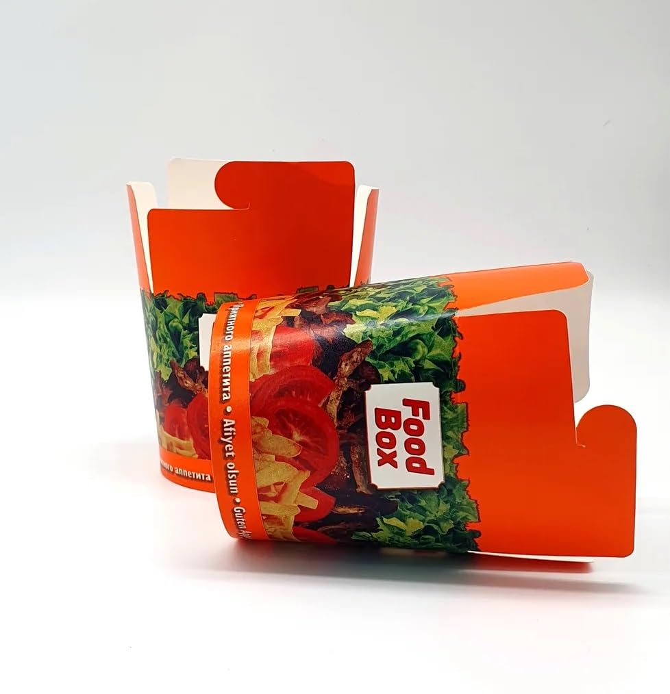 Döner Box Foodbox Nudelbox Pappe Lunchbox, 50 Stück, 750ml, 26oz, rund, faltbar