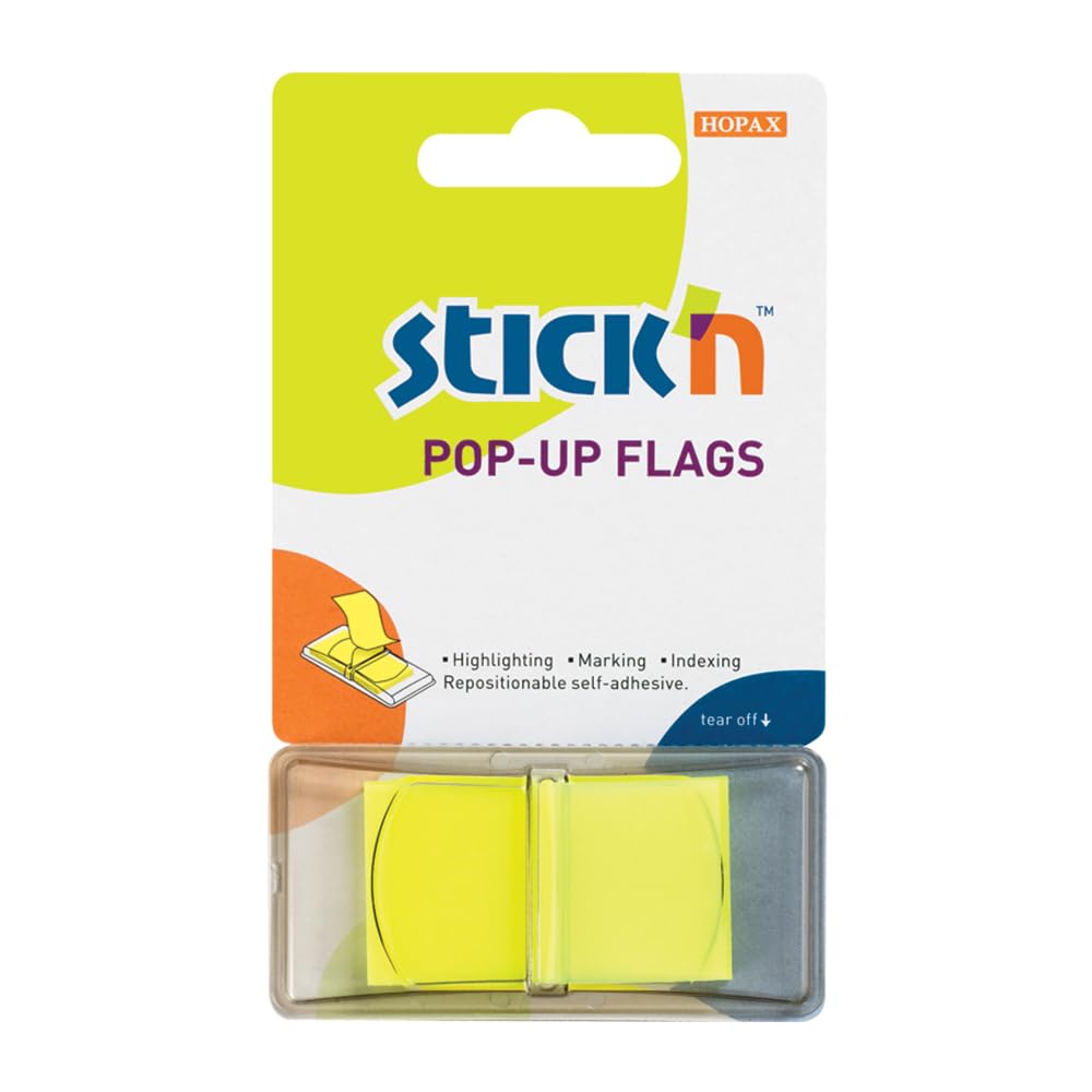 Stick'n Index Tabs - 45 x 25 mm, neonowy żółty, 50 samoprzylepnych zakładek
