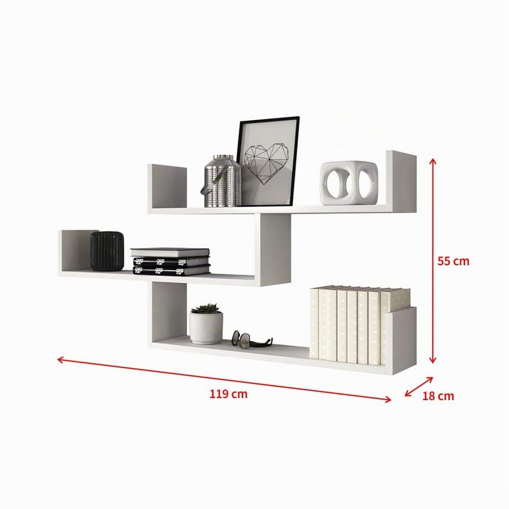 Selsey Mensola pensile, Bianco, 55.0 x 119.0 x 18.0 cm