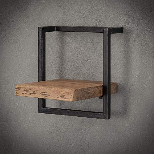 Vintage Wandregal 30 cm breit Akazie Massivholz Metall Ablageregal Aufbewahrung Regal Cover